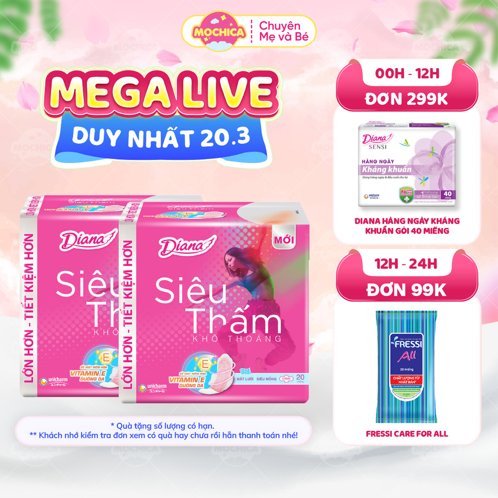 Băng vệ sinh Diana siêu thấm siêu mỏng cánh gói 20 miếng _Mochica