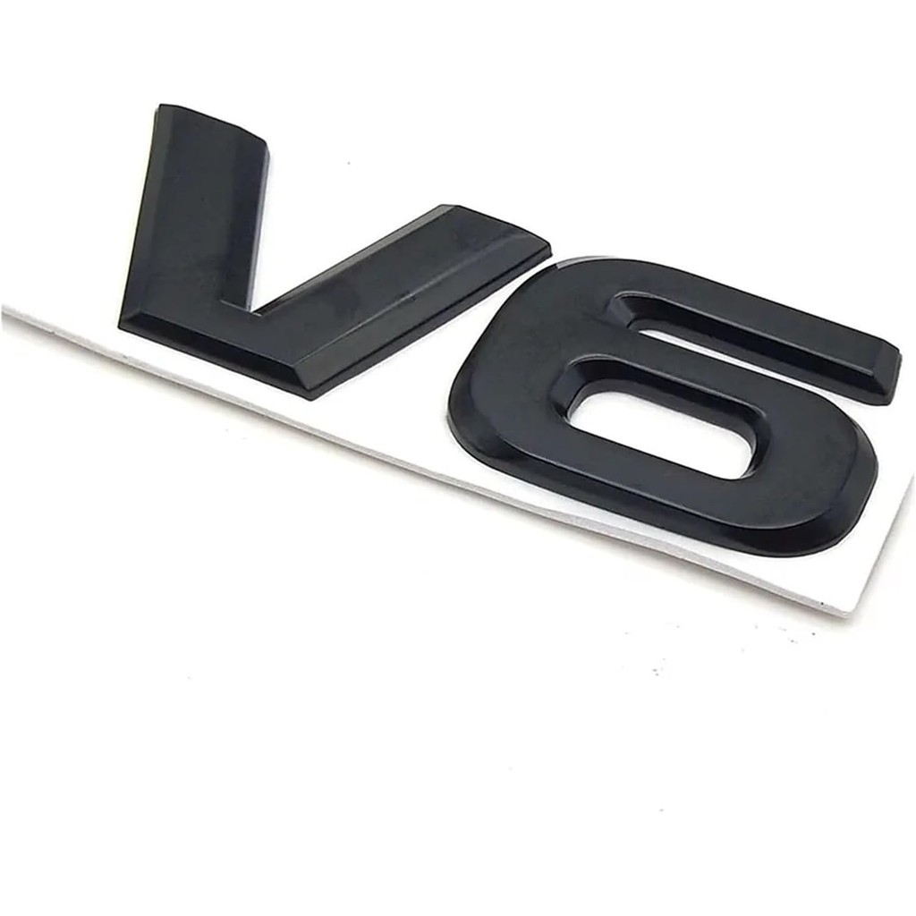 Chrome Metal Car Letters V6 Biểu tượng Huy hiệu 3D Decal Trunk Dán Tương thích với phụ kiện (Đen)
