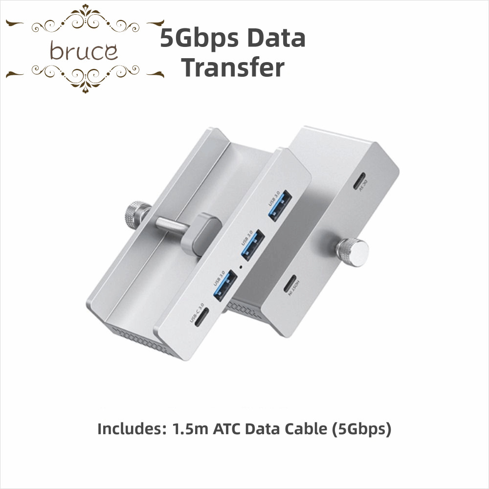 Bộ chuyển đổi bộ chia USB BRUCE, Kẹp HUB USB ngoài đa năng USB3.2 / 3.0 / 2.0, Thiết kế kẹp Bộ nguồn