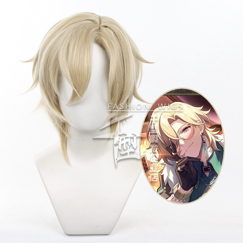 Misscoo HSR Aventurine Tóc Giả Cosplay Honkai Star Rail, Ngắn và Chống Nhiệt