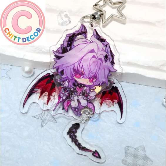 Specialty Products,Genshin Impact Durin Keychain: Double-Layer Acrylic, Retro Style