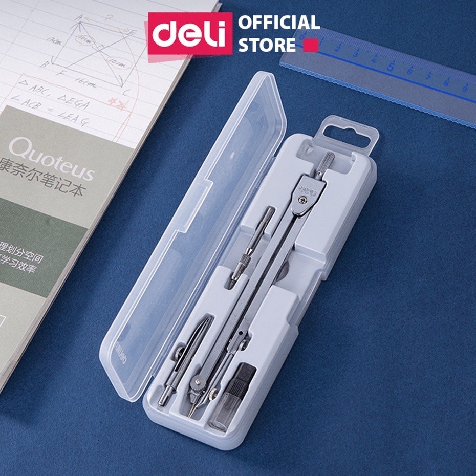 (Hcm) Bộ compa Deli kim loại chì bấm Deli vẽ tranh thiết kế chuyên dụng cho học sinh vẽ kỹ thuật