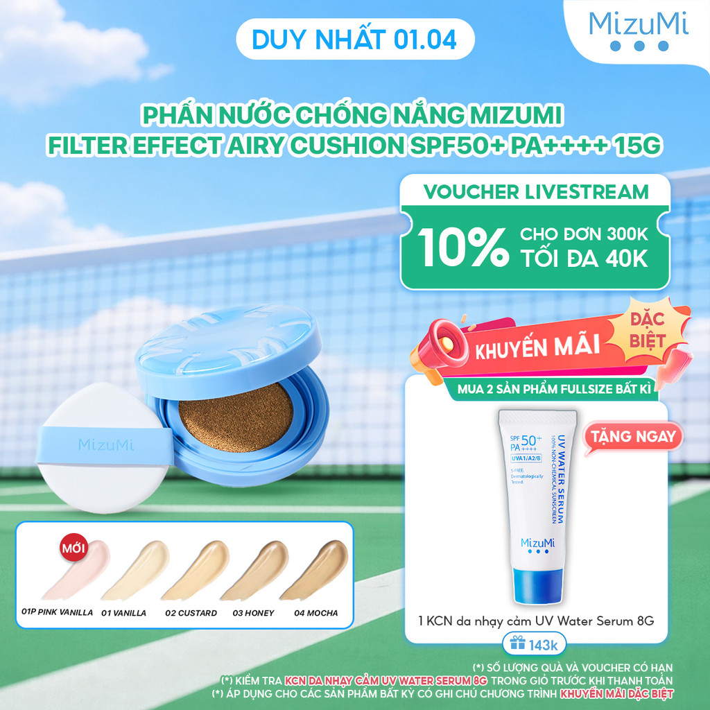 Phấn nước chống nắng MizuMi Filter Effect Airy Cushion SPF50+ PA++++ 15g