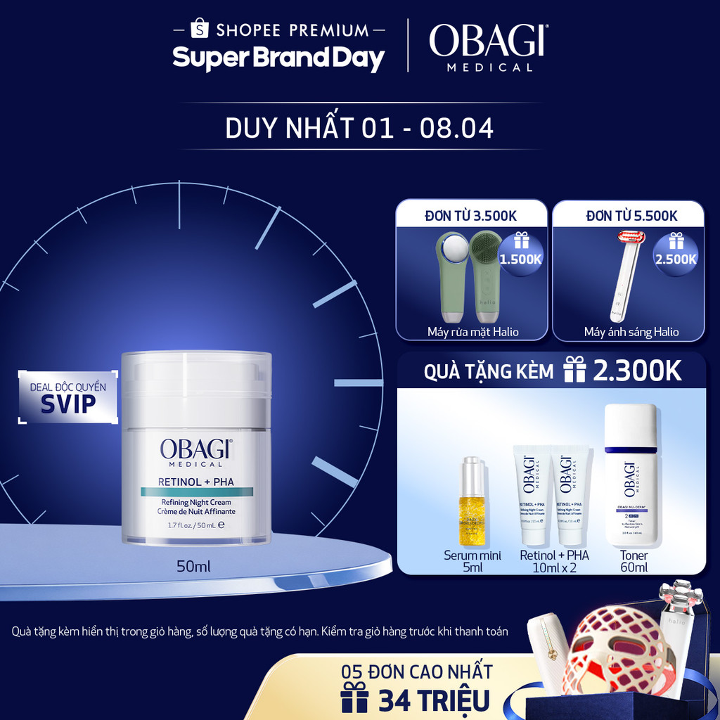 [Deal Độc Quyền SVIP] Kem dưỡng sáng mịn da OBAGI MEDICAL RETINOL + PHA REFINING NIGHT CREAM (50ml)