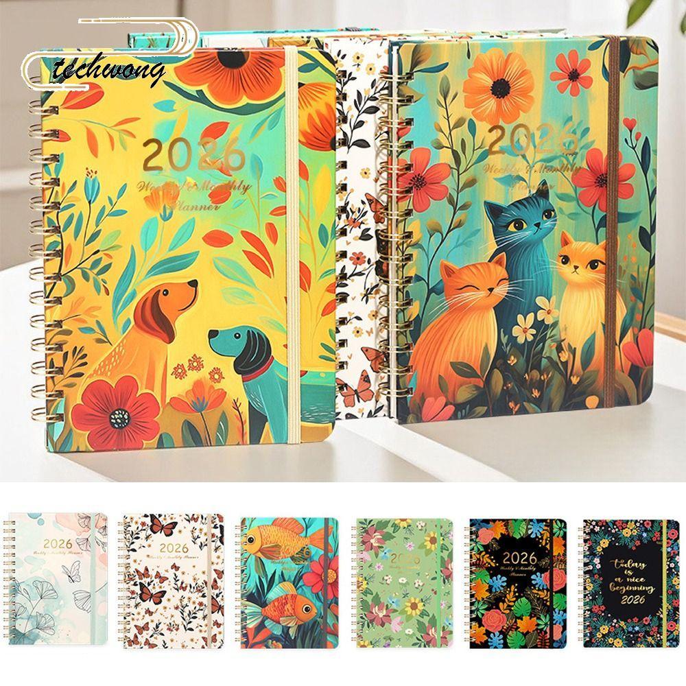 Lịch TECHWONG 2026, Jan.2026 - Dec.2026 A5 2026 Planner, Sổ tay cuộn chương trình nghị sự hàng tuần 