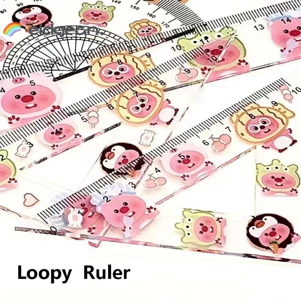 ELDGEAN 1 Bộ Đo Quá, Thước Đo Nhựa Xuất Hiện Cao, Thước Đo Hoạt Hình Straightedge Loopy Đồ Dùng Học 