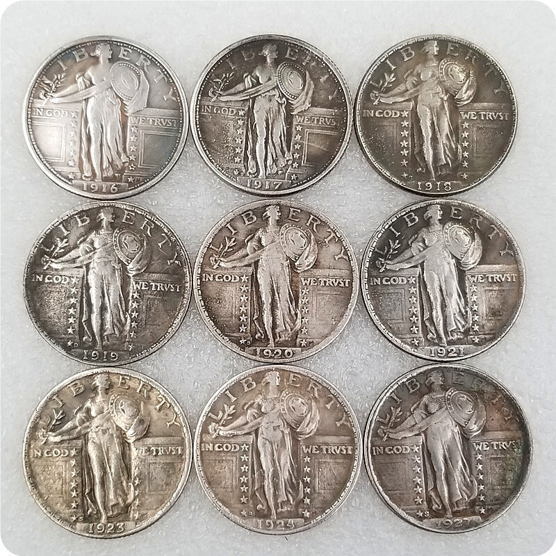 Đồng đô la bạc cổ 1 / 4 Tượng tự do của Mỹ (1916-1927) 9 Bản sao chất liệu đồng thau Đồng xu kỷ niệm