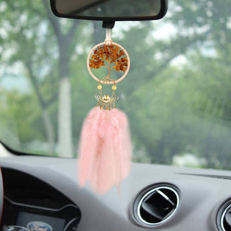 [Anyuan Nổi bật] Phụ kiện mặt dây chuyền treo cửa sổ ô tô Tree of Life Feather Dream Catcher