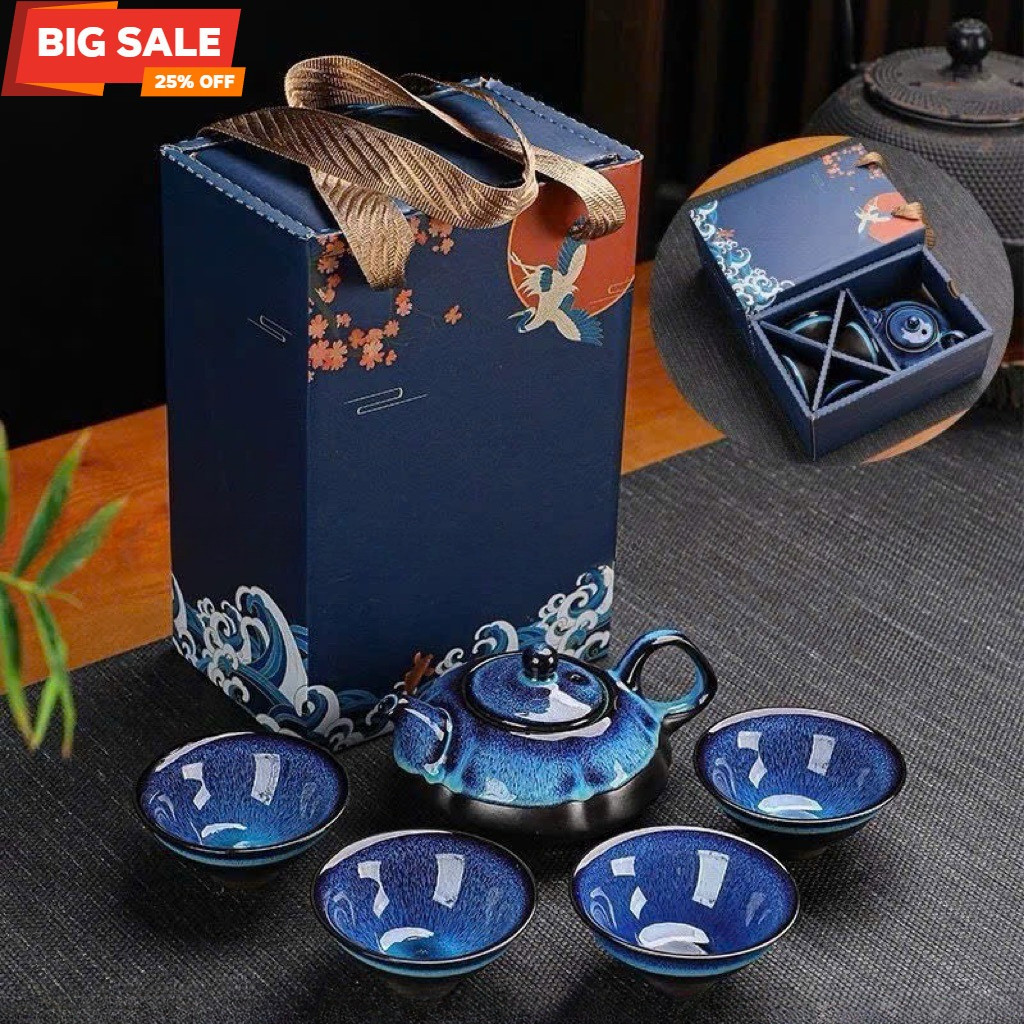 Bộ Ấm Chén Men Hỏa Biến 5 Món Cao Cấp | Pha Trà Đạo Sang Trọng | Maxhome Gia Dụng