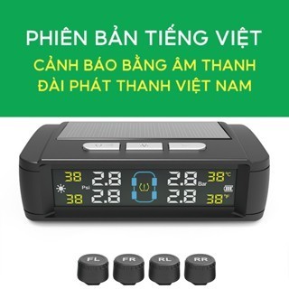 Bộ cảm biến áp suất lốp TPMS ô tô màn hình LED màu dùng năng lượng mặt trời cảnh báo sớm，Cảnh Báo Giọng Nói Tiếng Việt