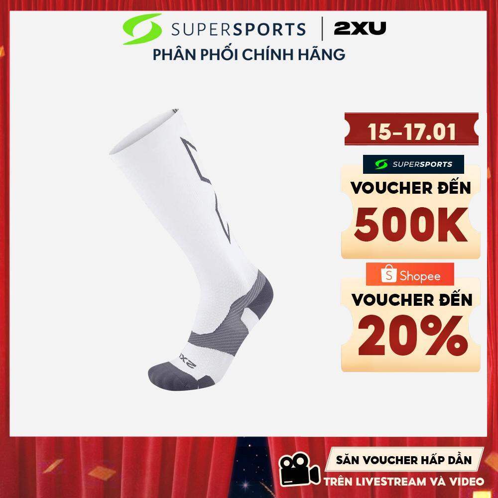 Vớ Thể Thao 2XU Vector Light Cushion OVER CALF - Trắng - UA5155e-WHT/GRY
