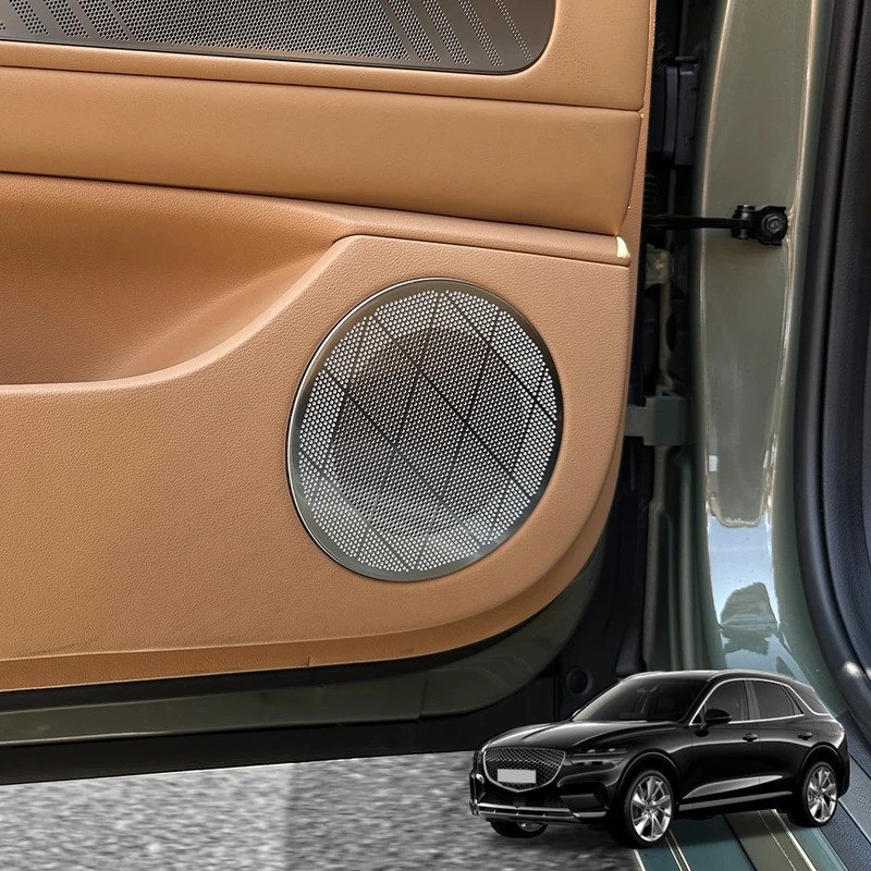 Dành Cho Genesis GV70 2022-2025 4 Thép Không Gỉ Bạc Cửa Ô Tô Loa Trang Trí Bao Viền Phụ Kiện Xe Hơi 