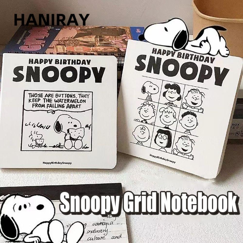 HANIRAY Grid Notepad, Grid Inside Paper Cartoon Snoopy Notebook, Văn phòng phẩm trường học chất lượn