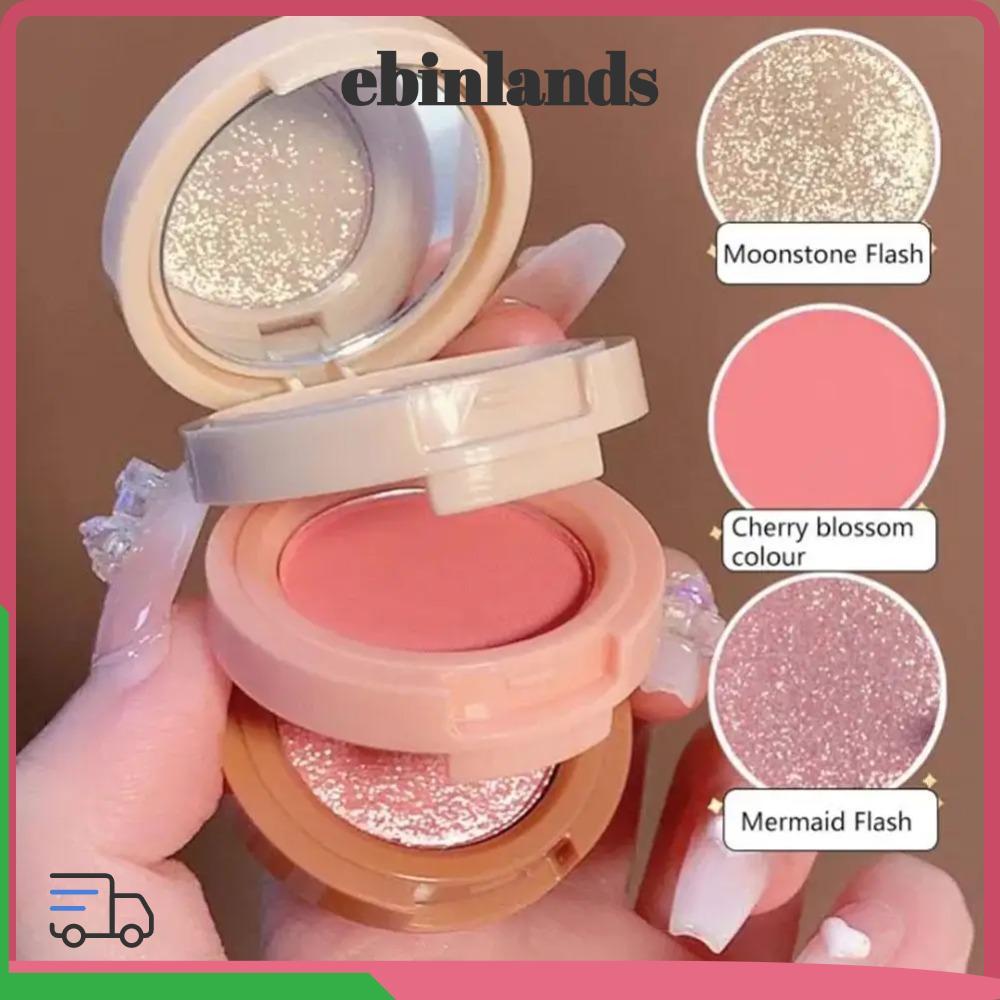 NOVOCCT Bronzer Glitter Blush, Sunset Highlighter Powder Blush Palette Contour, Tendy Long Lasting 3