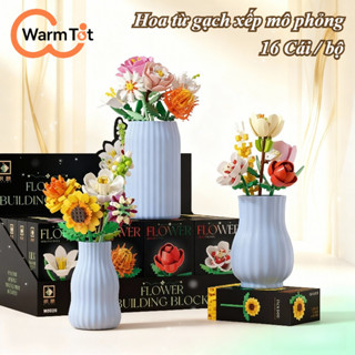 Bộ DIY 16 Hoa Lắp Ráp, Quà Tặng Cho Người Yêu, Bó Hoa Handmade, Mô Hình Khối Xây Dựng Sáng Tạo