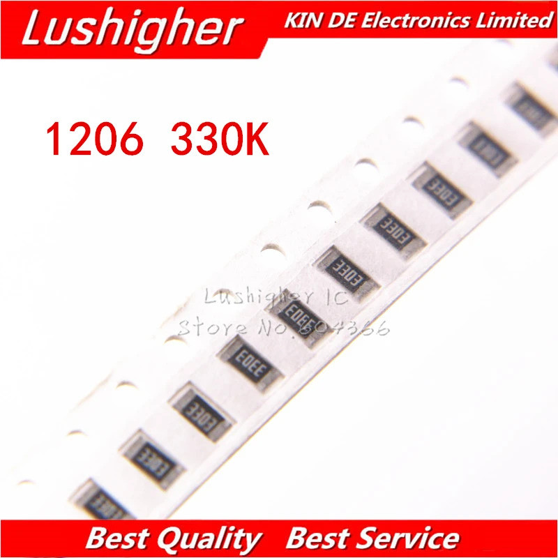 100 CÁI 1206 Điện trở SMD 5% 330K Ohm 3303 334 330Kohm