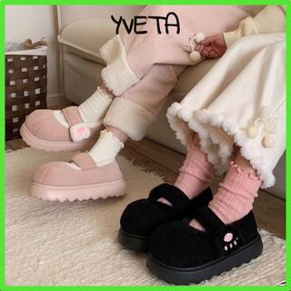 Giày bốt tuyết mùa đông YVETA, Giày Cotton chống trượt móng vuốt mèo, Dép đế dày ấm ngoài trời 2024