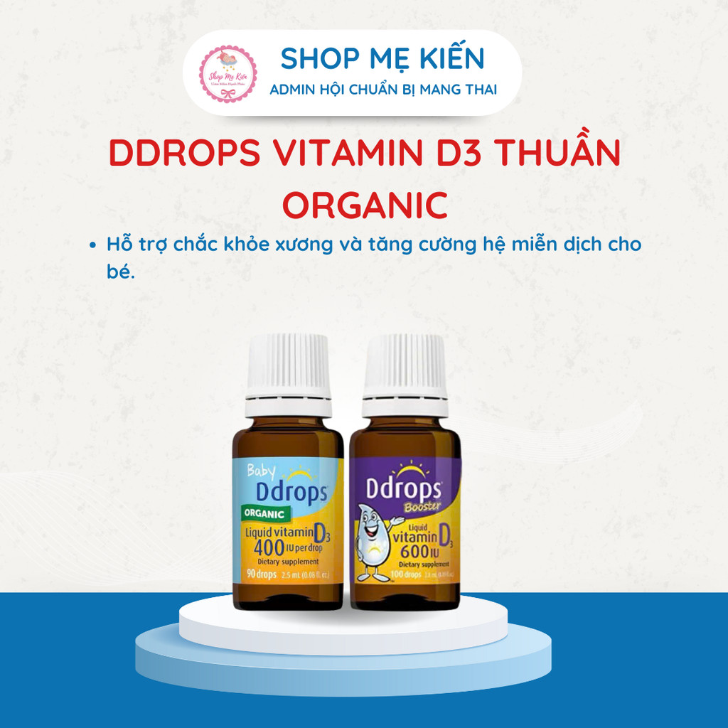 Ddrops Vitamin D3 thuần Organic dạng lỏng hỗ trợ chắc khỏe xương và tăng cường hệ miễn dịch cho bé 4