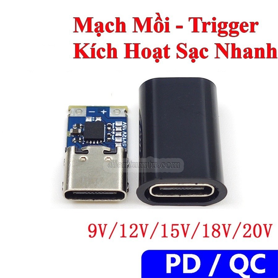 110 Module - Mạch Trigger Type-C - Mạch Mồi Kích Hoạt Sạc Nhanh QC2.0 PD2.0 Lấy Nguồn DC 9V 12V 15V 