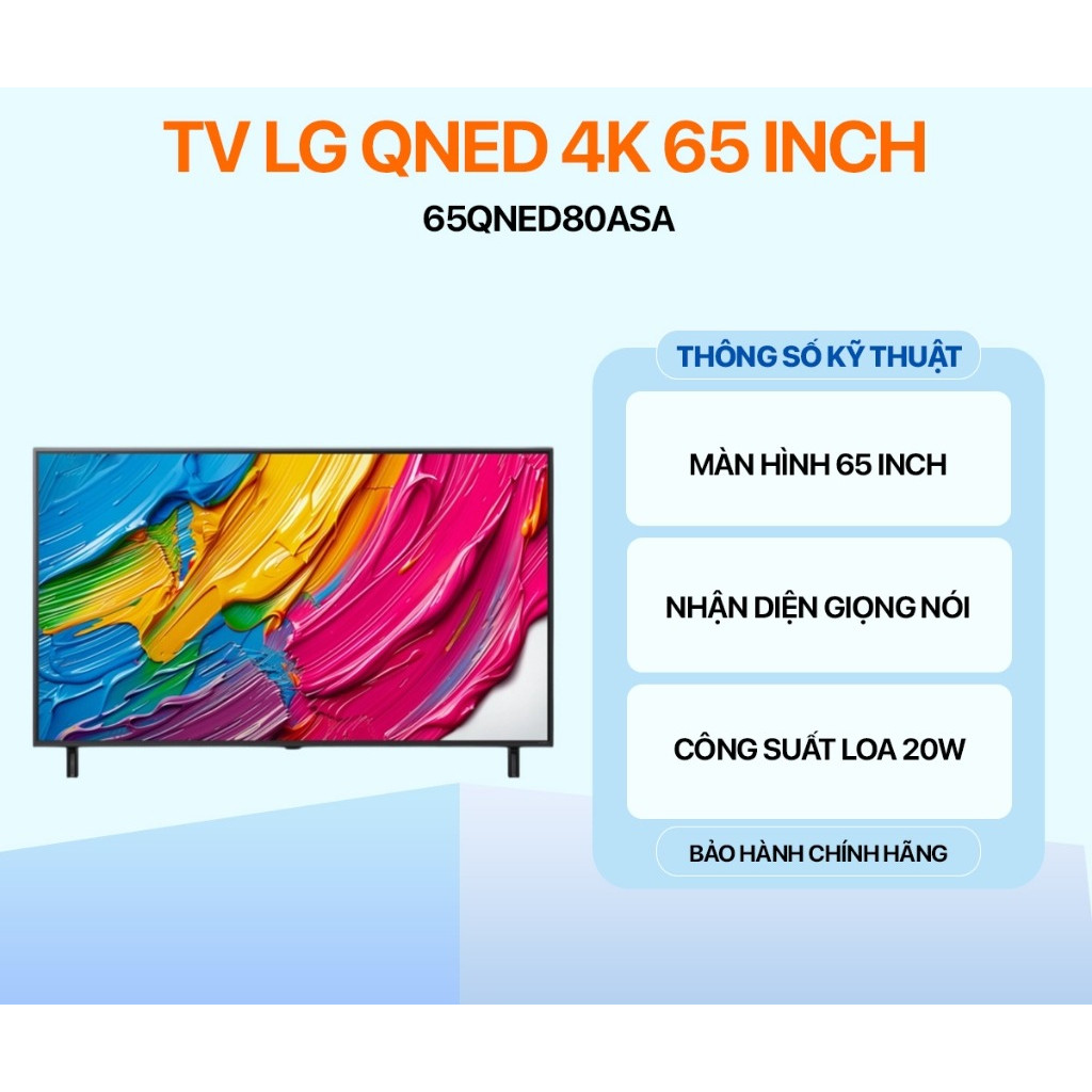 Smart QNED Tivi LG 4K 65 Inch 65QNED80ASA Chính Hãng