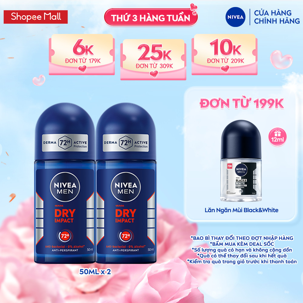 Bộ 2 Lăn Ngăn Mùi NIVEA MEN Khô Thoáng (50 ml) - 81610
