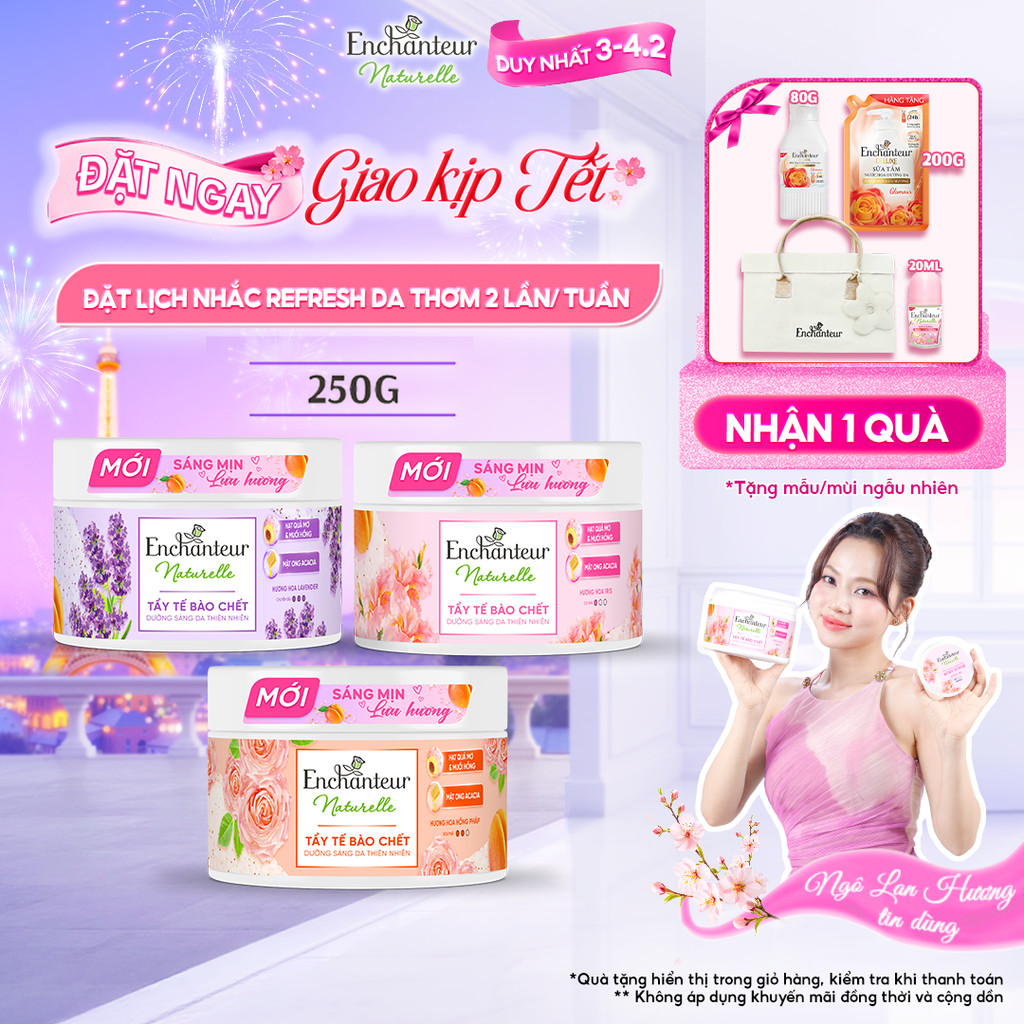 Tẩy tế bào chết thành phần thiên nhiên 100% từ Pháp Enchanteur Naturelle dưỡng da sáng mịn lưu hương