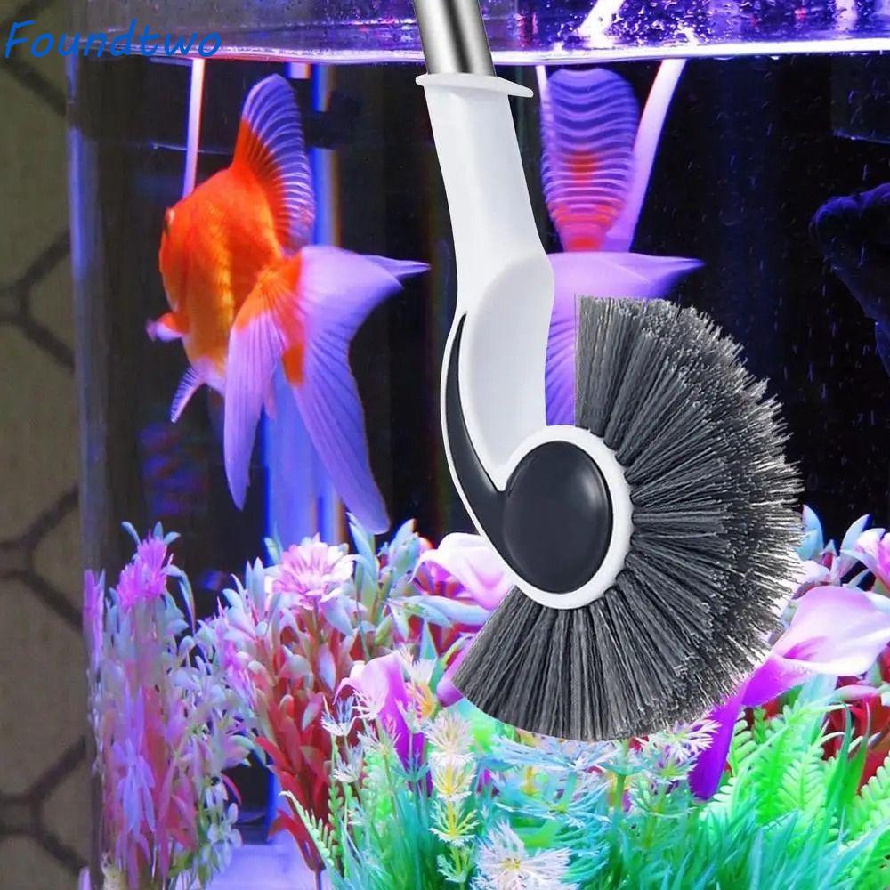 Máy chà bể cá FOUNDTWO, Dụng cụ làm sạch bể cá bằng nhựa có tay cầm dài, Phụ kiện bể cá bền bỉ Hiệu 
