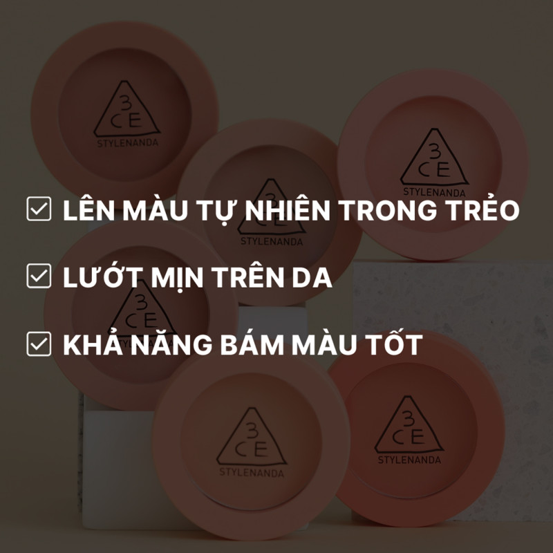 Phấn Má Hồng 3CE Face Blush Chuẩn Màu, Mịn Lì, Tươi Tắn Nhẹ Nhàng Đầy Tự Nhiên, Chuẩn Màu Tệp Lên Da | BigBuy360 - bigbuy360.vn