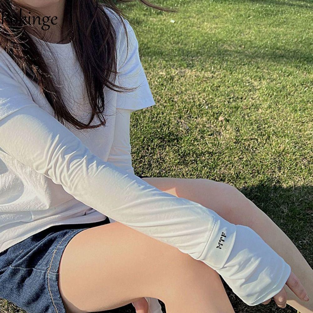 Pokinge Bao Tay Lái Xe Thể Thao Nữ - Tay Áo Rời, Chữ Màu Trơn Đơn Giản