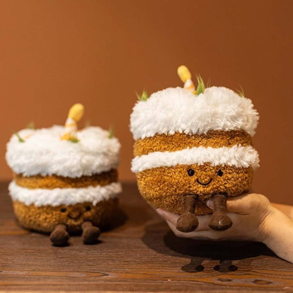 Birthday Cake Plush Pillow - Fun Stuffed Toy Cute Plushie for Birthday Gift
