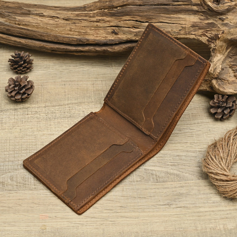 bóp tiền nam ví nam nhỏ gọn Ví tiền da ngựa điên thủ công ví nam kiểu ngang da nguyên chất phong các