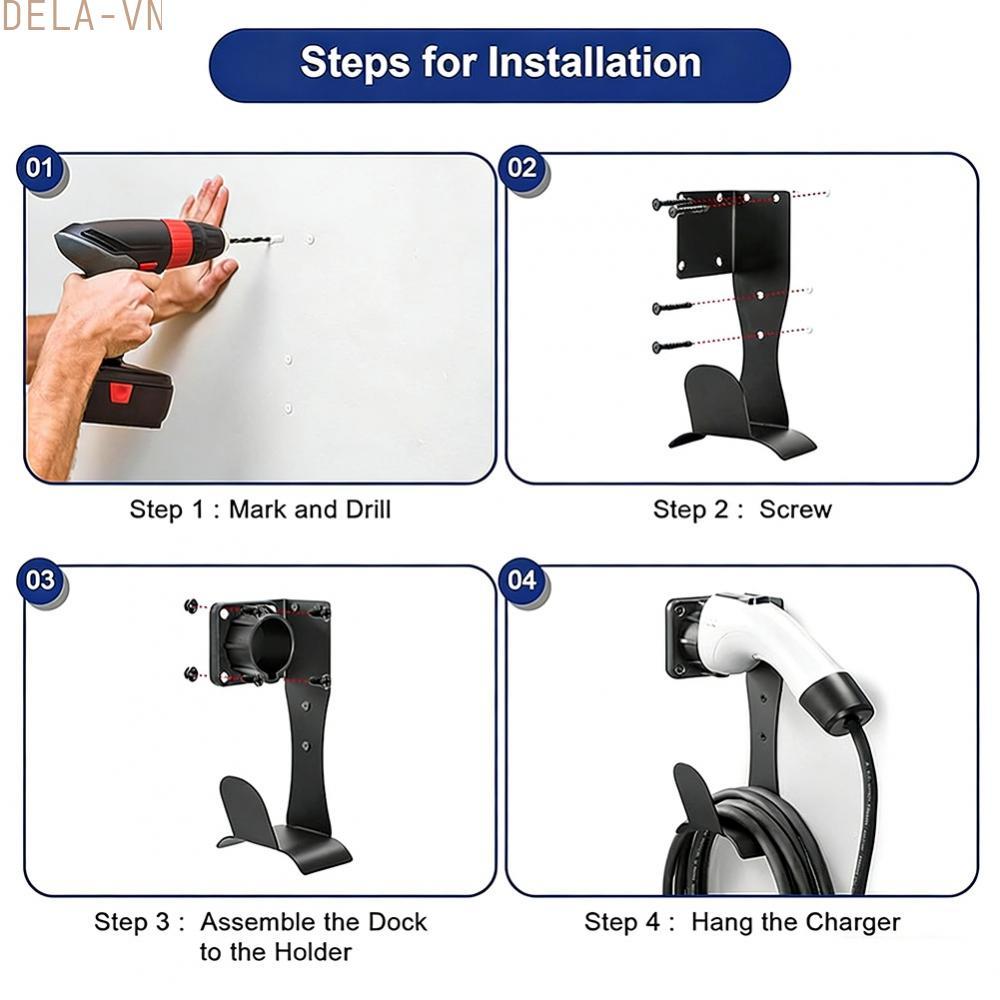 Stainless Steel Bracket for Wall Mounting For J1772 EV Charger and Cable Storage#DELA
