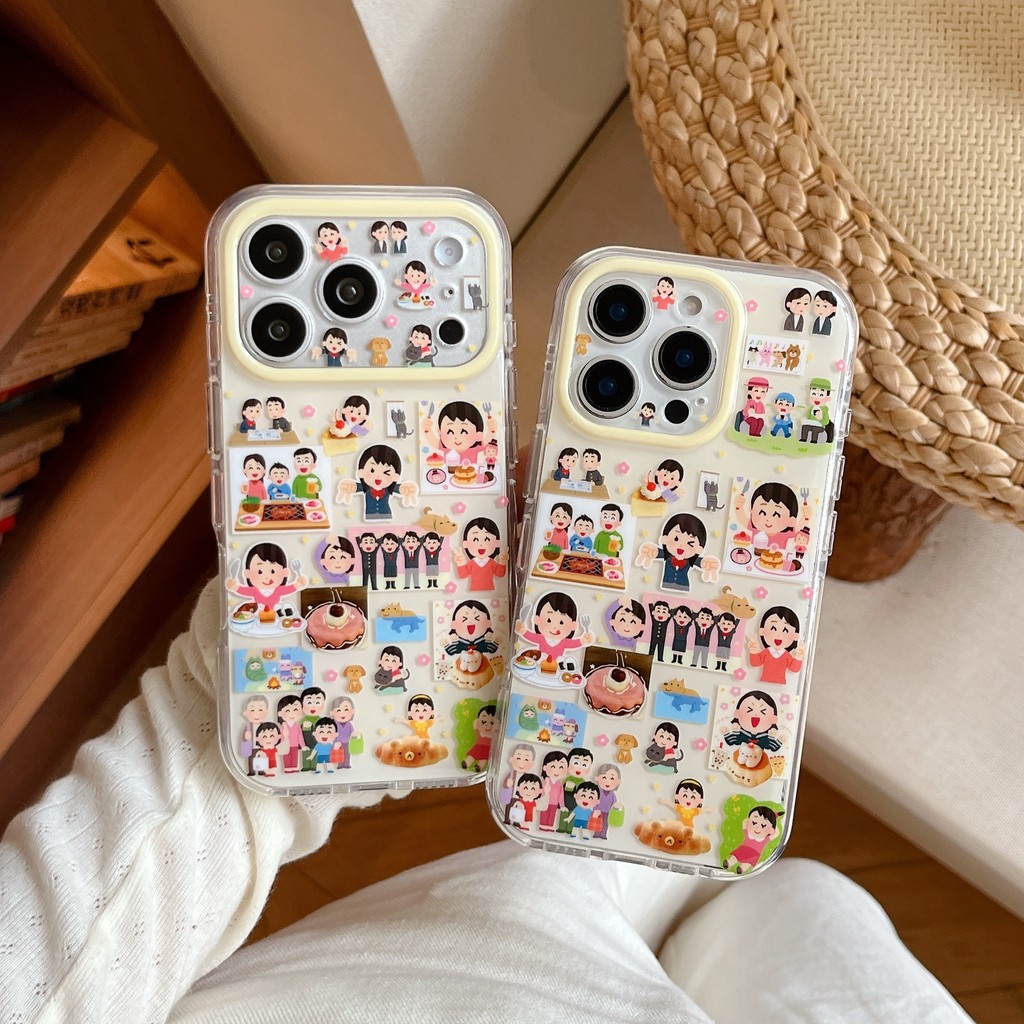 Lỗ Chính Xác Hoạt Hình Tươi iPhone 17 pro max Ốp Điện Thoại iPhone Chống Sốc Trong Suốt 16 15 imd