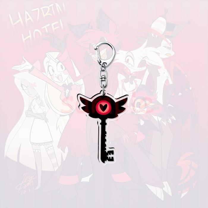 Hazbin Hotel Cartoon Key Shape Keychain Anime Kawaii Backpack Bag Decor Acrylic Pendant Key Chain Ki