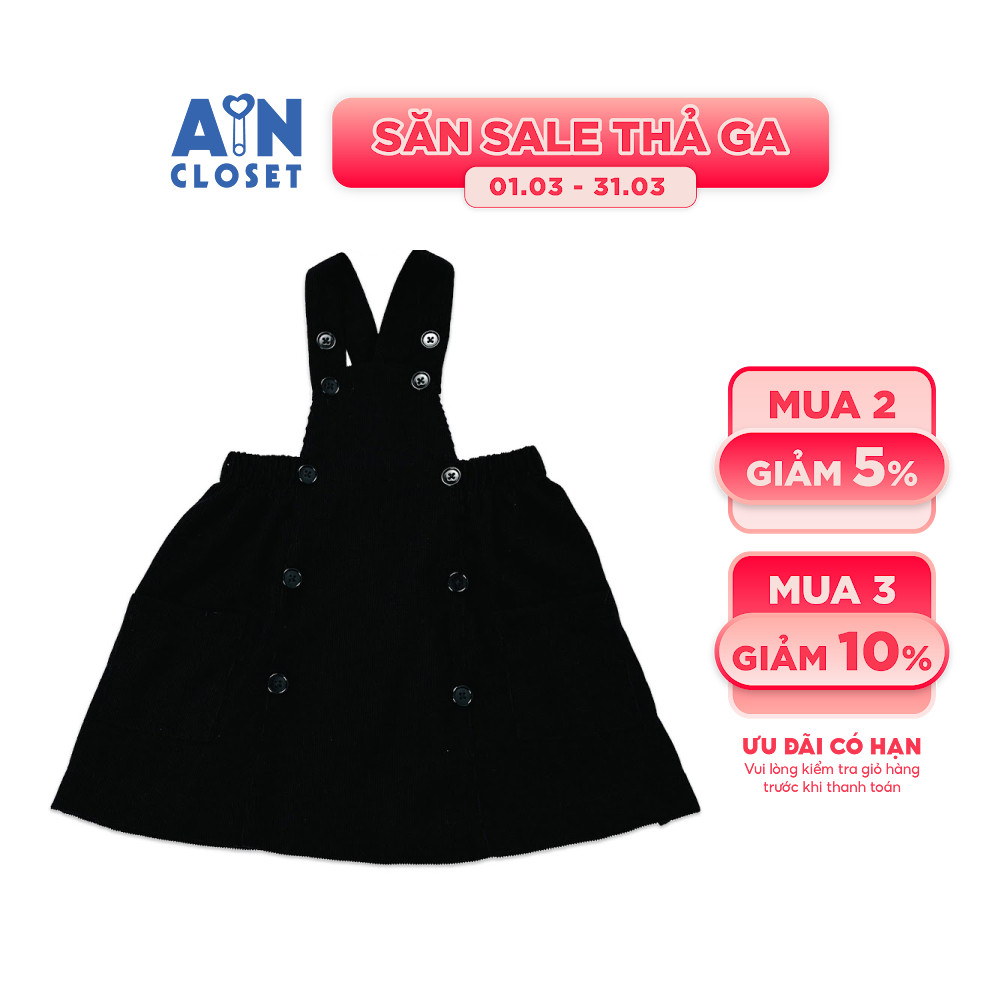 Váy yếm bé gái Đen nhung tăm - AICDBGHRACFO - AIN Closet