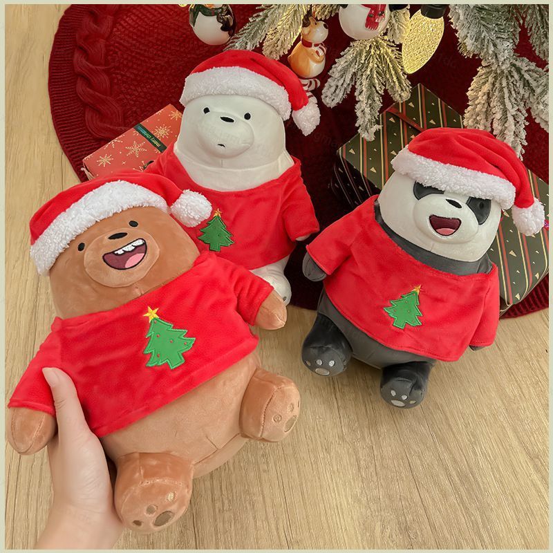 XS1 Giáng Sinh We Bare Bears Búp Bê Sang Trọng Cho Bé Gái Trang Trí Nhà Xmas Grizzly Panda IceBear Đ