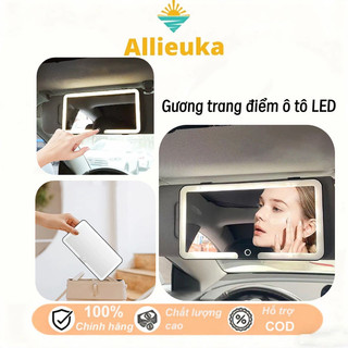 Allieuka-Gương trang điểm ô tô LED,3 chế độ ánh sáng điều chỉnh,độ sáng linh hoạt,Gương chiếu hậu ô tô