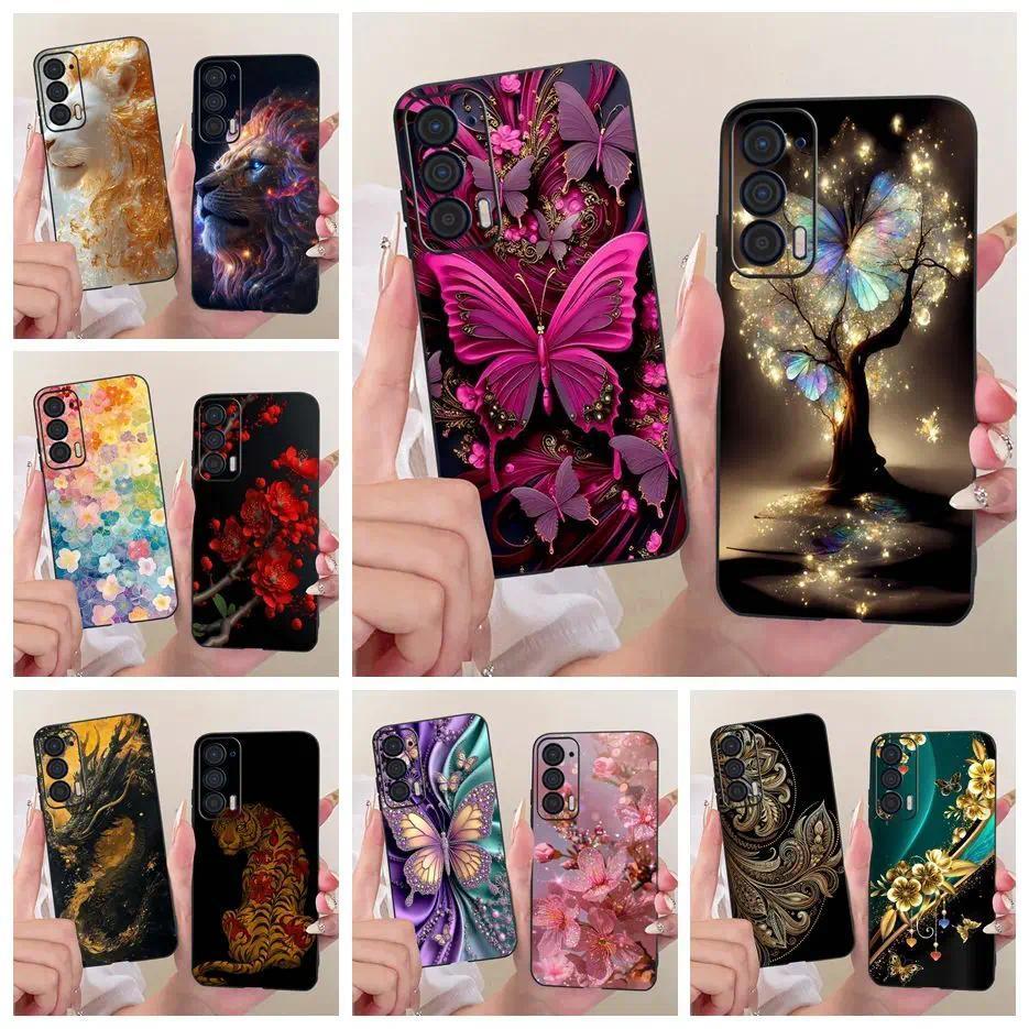 Dành Cho Motorola Edge 2021 Ốp Lưng XT2141-1 Sang Trọng Cây Bướm Sơn Bao Silicon Mềm Cho Motorola Ed