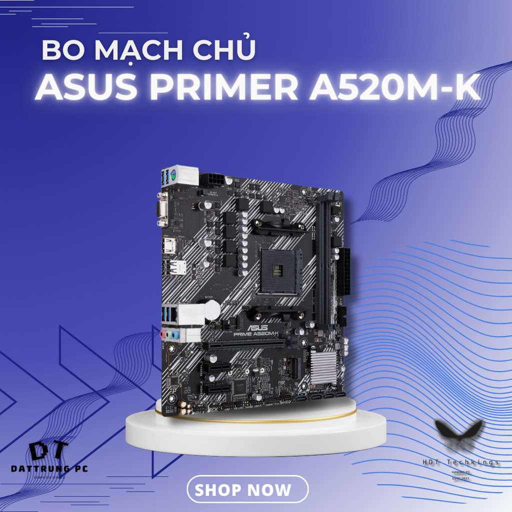 Mainboard ASUS PRIME A520M-K - Bo Mạch Chủ AMD AM4, Hỗ Trợ Ryzen 5000, Khe M.2 NVMe - Chính Hãng HDT
