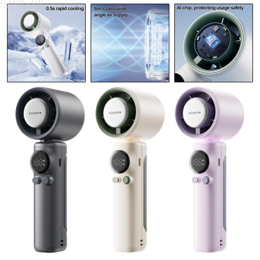High Speed Turbo Fan Ergonomic Handle Real-Time Information Compact Travel Fan