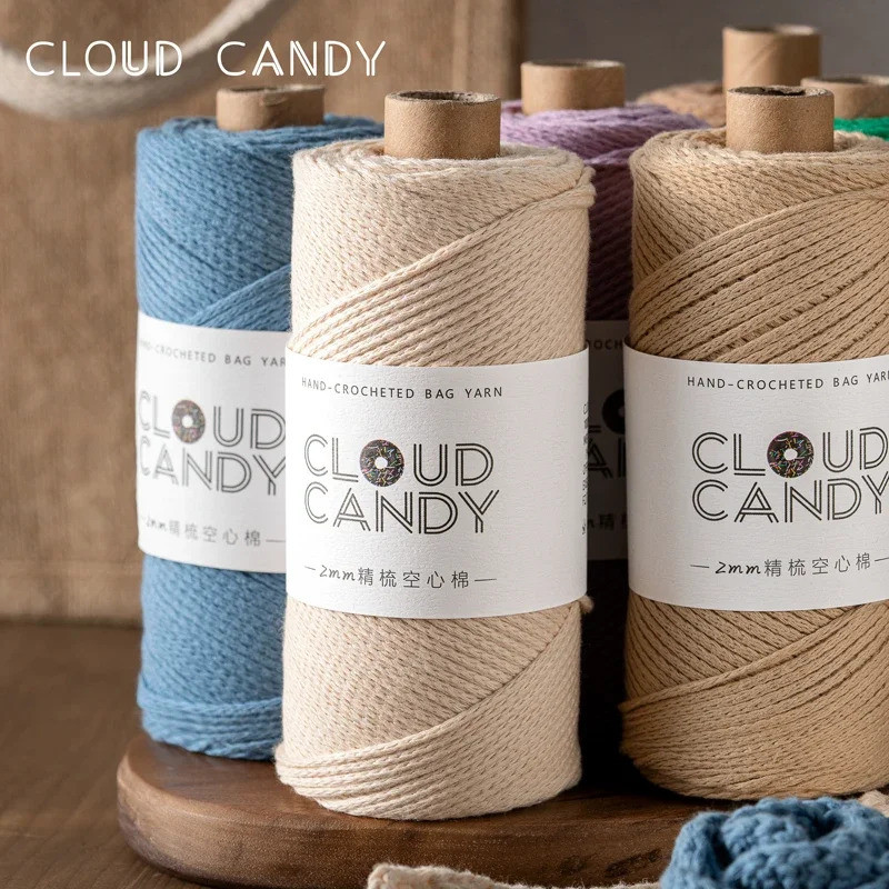 150g 2mm Lược Sợi bông rỗng 2mm Sợi tròn cotton dày vừa phải dệt tay diy móc túi sợi 150G