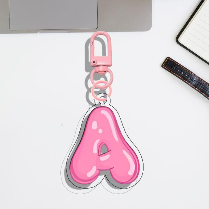 Initials Alphabet Bubble Keychain | Gantungan Kunci Huruf Inisial UV Printed 2 Sisi on 3 mm Acrylic 