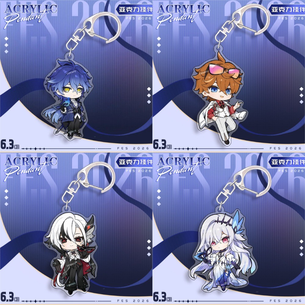 Yuanshen Game Characters Acrylic Keychain Standee Figure Arlecchino Tartaglia Wanderer Balladeer Fli