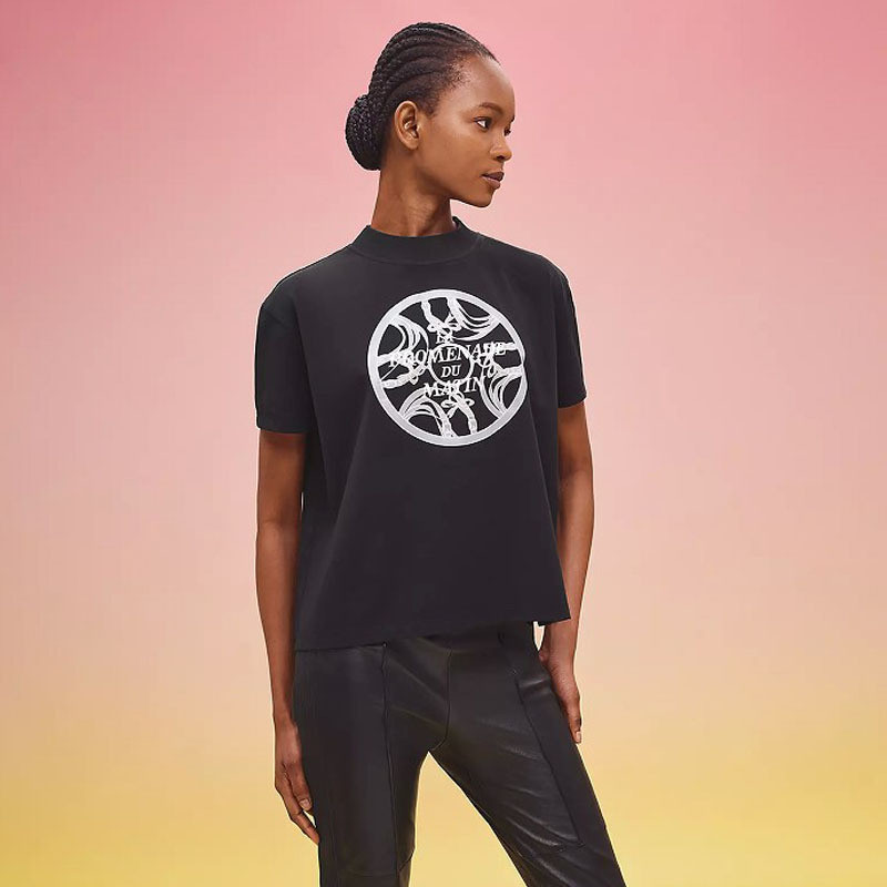 Her*Pure cotton youth street style printed letter collar short sleeve shirt T Women's short casual s