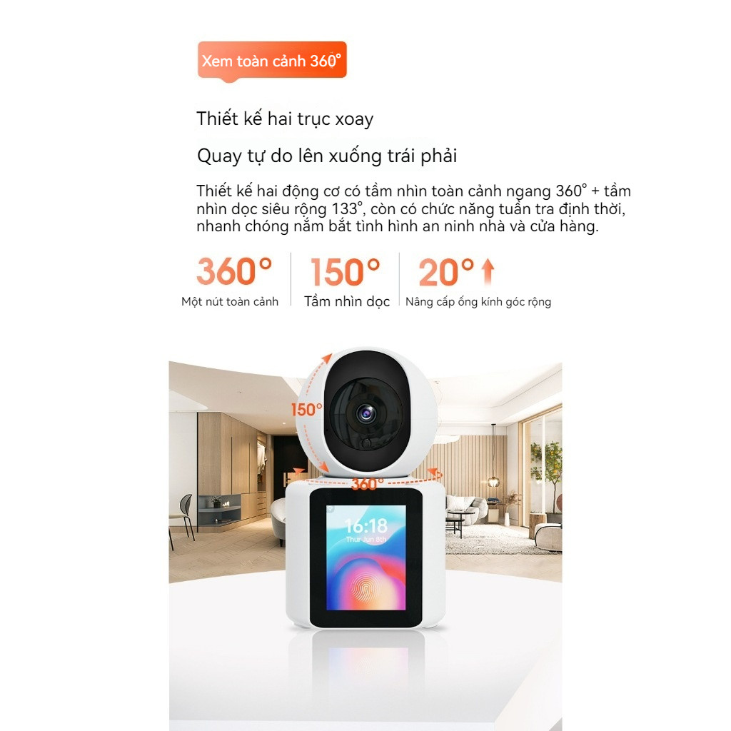 Kết nối WiFi Camera an ninh nhà thông minh IP Camera Baby/Pet/Nanny  Gọi Video Trực Tiếp Đàm Thoại 2