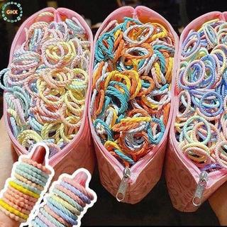 Set 100 Dây Cột Tóc Co Giãn Nhiều Màu Sắc
