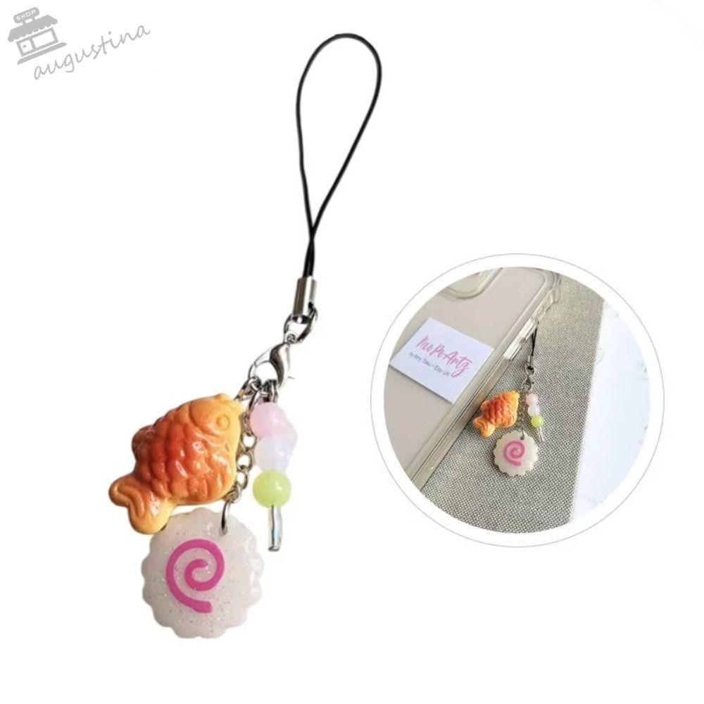 AUGUSTINA Bánh Cá Móc Khóa, Mực Màu Hồng Cuộn Thực Phẩm Đường Phố Mặt Dây Chuyền Taiyaki, Thời Trang