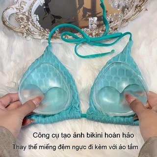 Bikini Vô Hình Silicone Miếng Lót Ngực Dày Corset Chèn Miếng Dán Ngực Tam Giác Chống Thấm Nước