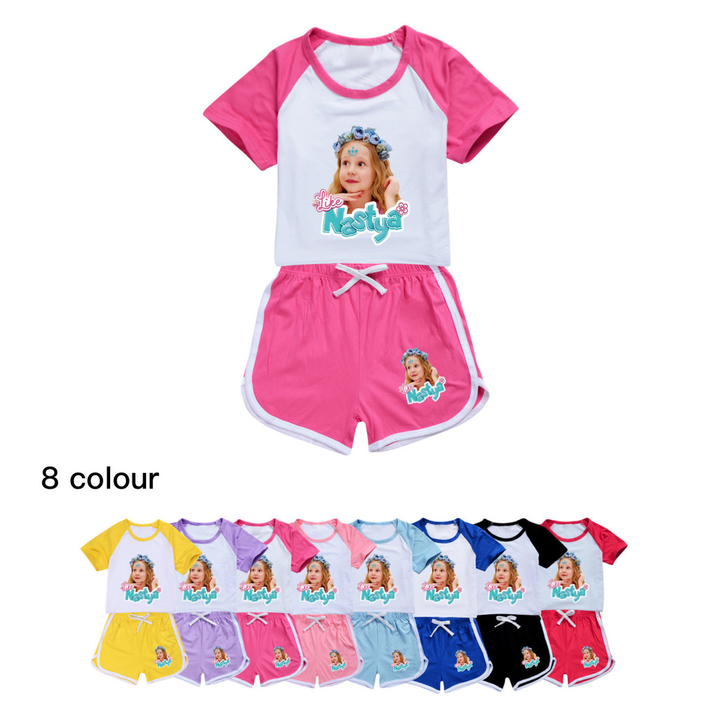 5530 Bộ quần áo thể thao in hình bé trai bé gái Nastya