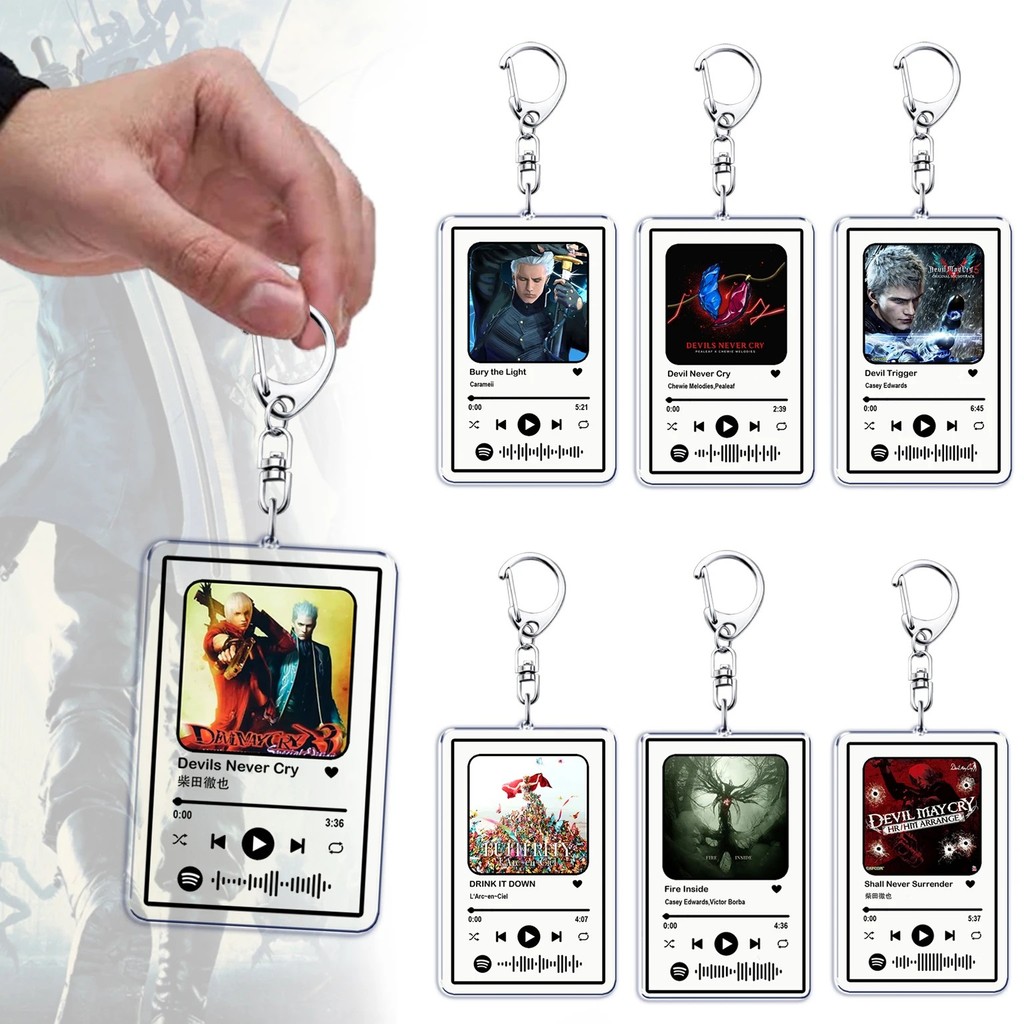 Móc khóa Devil May Cry DMC Dante Vergil Nero Acrylic in hình Spotify bài hát Shall Never Surrender t